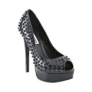 Steve Madden Andiie Heel Black Patent Spiked
